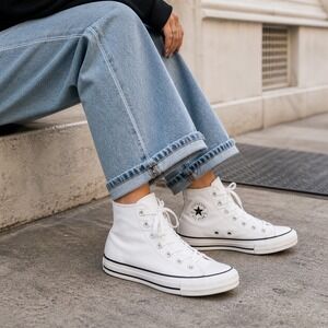 Converse Chuck Taylor All Star Lift Hi White Leather Platform Sneakers Size 7